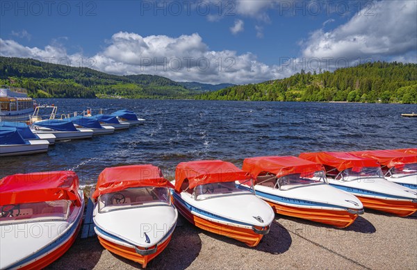 Landscape, nature, lake, Titisee, boats, boat hire, Black Forest, Germany, Europe