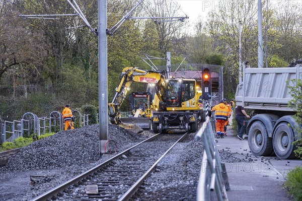 Construction work on the urban railway tracks, the SSB lines are interrupted, the tracks are being