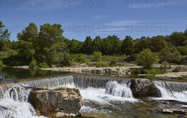 Waterfalls of the Sautadet cascades near La Roque-sur-Cèze, Département Gard, Occitanie region,