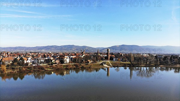 Aerial view of Ladenburg, Baden-Württemberg, Germany, Europe
