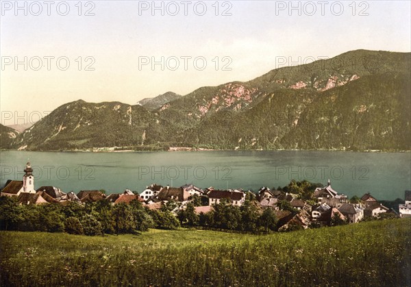 Unterach am Attersee, Gemeinde im Bezirk Vöcklabruck in Oberösterreich, Österreich, um 1890,