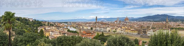 City overview of Piazza Michelangelo, Ponte Vecchio, cathedral, dome, overview, panorama, city
