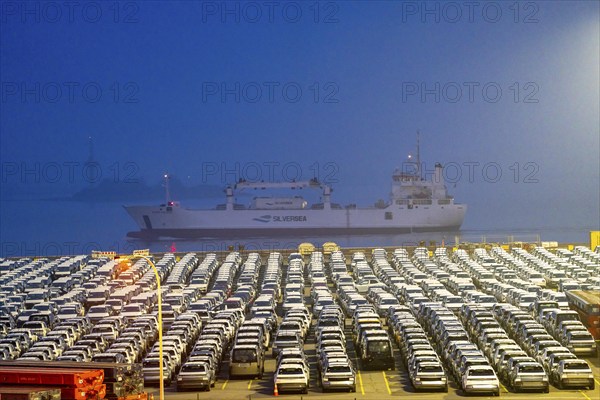 Parking space for import vehicles, hundreds of Hyundai Ioniq, electric cars, waiting for onward