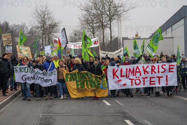 Protest action by the Fridays For Future movement at the Datteln 4 coal-fired power plant, against