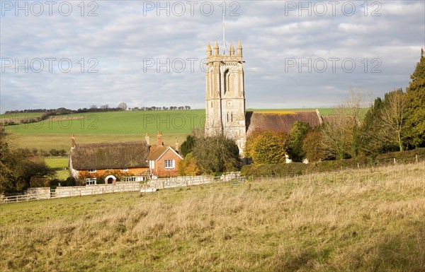 Parish church St Michael and All Angels village of West Overton in Wiltshire, England, UK in the