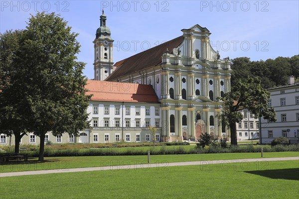 Facade of the Cistercian Abbey Church Fürstenfeld in Fürstenfeldbruck, Upper Bavaria, Bavaria,