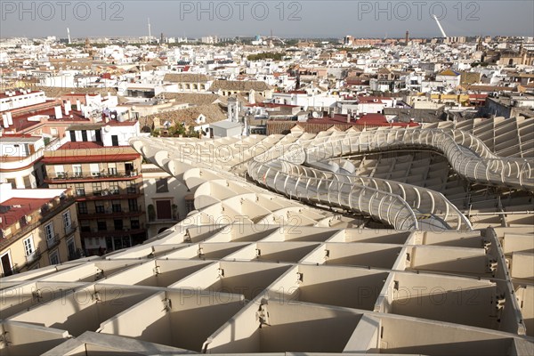 Metropol Parasol wooden structure in Plaza La Encarnación, Seville, Spain, architect Jürgen