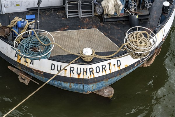 Cargo ship with home port Ruhrort, harbour district Duisburg-Ruhrort, North Rhine-Westphalia,