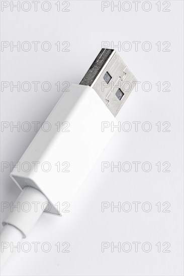 Close-up of a USB type A plug on a white background