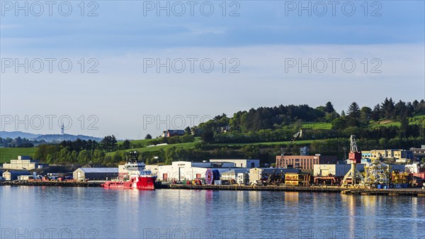 Industrial Zone over FjordSailing, Stavanger, Boknafjorden, Norway, Europe