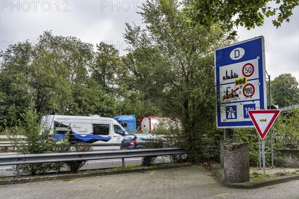 The border crossing Straelen, between Germany and the Netherlands, motorway A40 and A67 in NL,