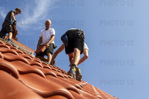 Roofing work, re-roofing of a tiled roof in the Palatinate