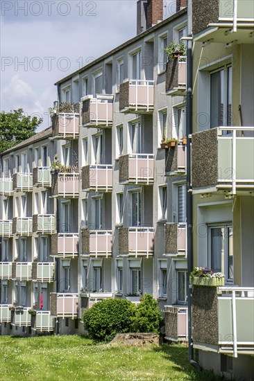 Apartment blocks, flats, residential districts, balconies, residential buildings, facades, real