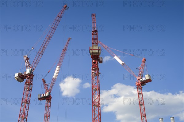 Cranes, construction site, new Covivio high-rise next to the Hotel Park Inn, Alexanderplatz, Mitte,