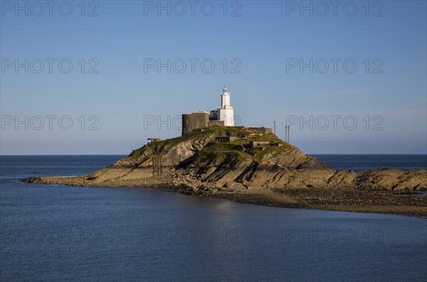 Lighthouse at Mumbles Head, Gower peninsula, near Swansea, South Wales, UK