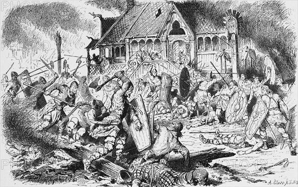 Battle at Swantewit, island of Rügen, Baltic Sea, Mecklenburg-Western Pomerania, Germany, battle,