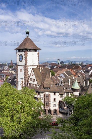 The Schwabentor, medieval city gate in the historic city centre of Freiburg im Breisgau,
