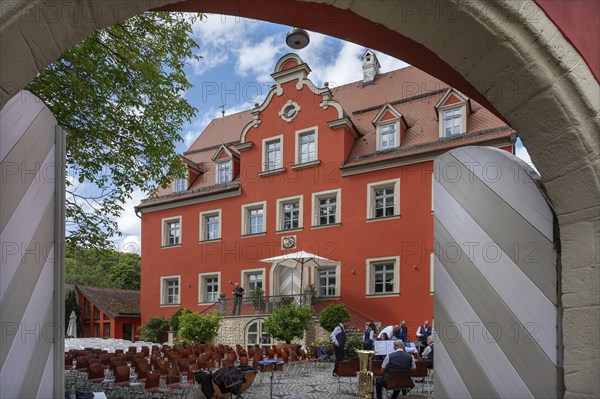 Betzenstein Castle, in Hof preparing for the castle concert, Betzenstein, Upper Franconia, Bavaria,