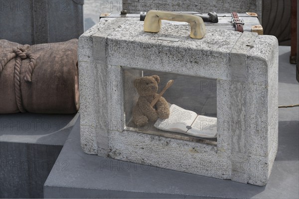 Detail of the memorial for deported Jews during the Nazi era at the DenkOrt Deportationen, 1941 to