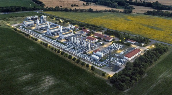 Aerial view of the Mallnow natural gas compressor station of Gascade Gastransport Gmbh, Mallnow