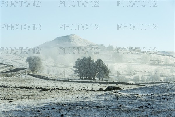 Aubrac plateau in winter. Lozere departement. Occitanie. France