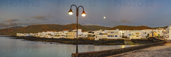 Full moon over Arrieta, Lanzarote, Canary Islands, Spain, Europe