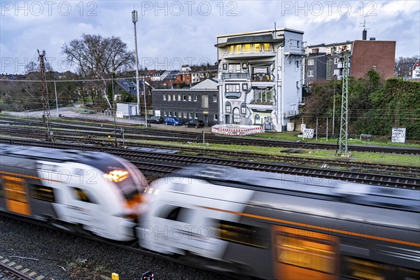 The Deutsche Bahn AG signal box in Mülheim-Styrum, controls train traffic on one of the busiest