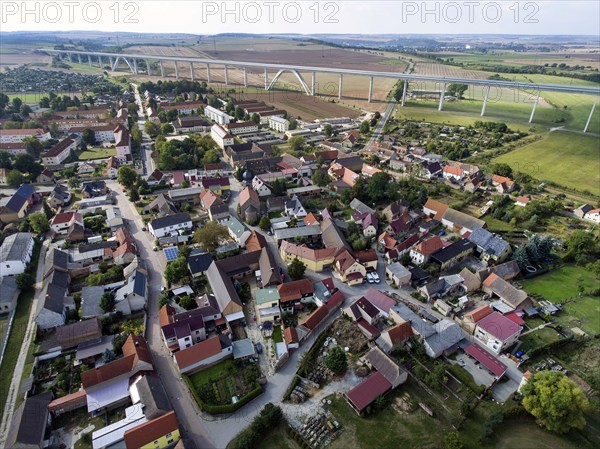 Aerial view of Karsdorf, which has been given a new landmark in the form of the Unstruttalbrücke