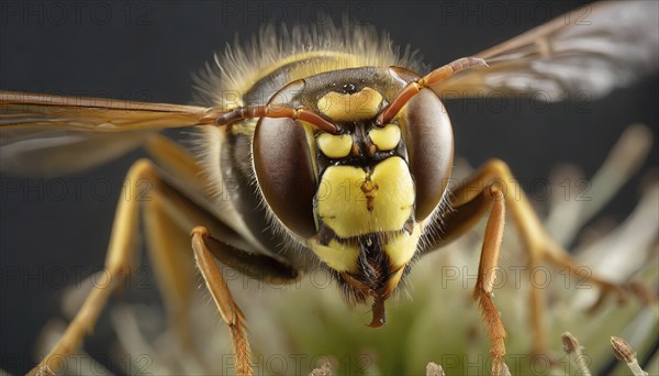 Animals, insect, symbol, close-up of a wasp, Vespula vulgaris, AI-generated, AI generated