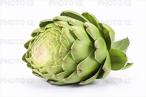 Single artichoke on white background. KI generiert, generiert, AI generated