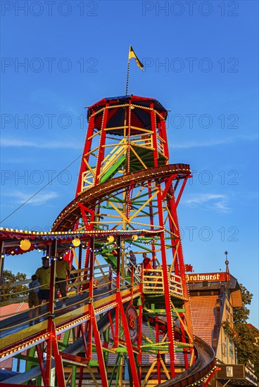 Toboggan, Wiesn classic with wooden slide, Oktoberfest, Festwiese, Theresienwiese, Munich, Upper