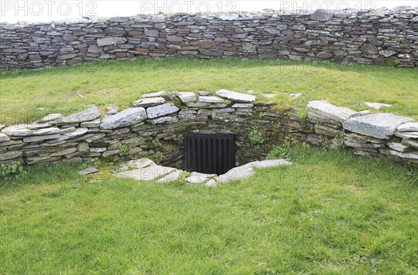 Knockdrum Iron Age stone fort, souterrain entrance, near Castletownshend, County Cork, Ireland,