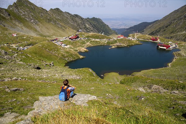 Romania: Lake Balea (Romanian: Balea Lac) from above. The lake is located at the summit of the