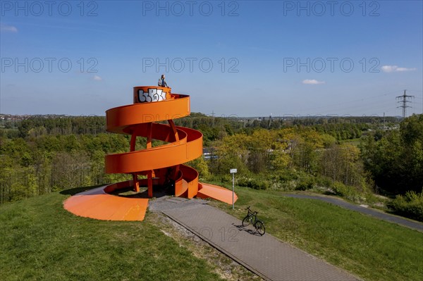 Halde Franz, Haldenzeichen, cycling in the Ruhr area, Halde Franz, Haldenzeichen, orange, snail