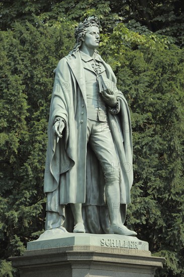 Monument to Friedrich Schiller, sculpture, inscription, Taunusanlage, city centre, Main, Frankfurt,