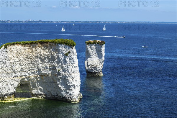 White Cliffs of Old Harry Rocks Jurassic Coast, Dorset Coast, Poole, England, United Kingdom,