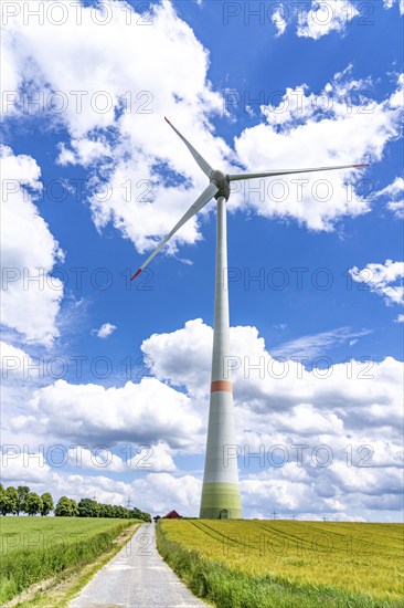 Wind farm north of Marsberg, wind turbine, type Enercon, Hochsauerlandkreis, North