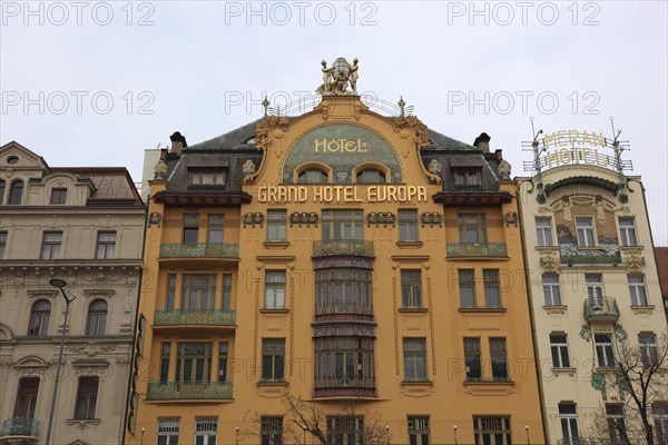 The Grand Hotel Europa in Art Nouveau style on Wenceslas Square, Prague, Czech Republic, Europe