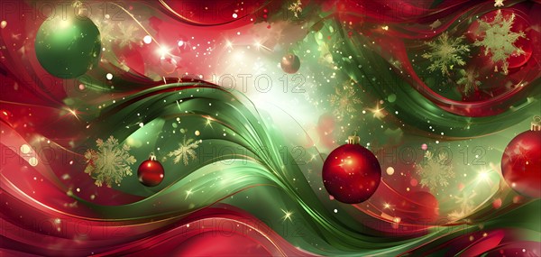 Abstract wallpaper illustration of Christmas symbols for gift cards, swirling shapes and lines, in