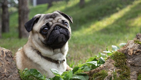 Pets, dog, pug, English dog breed, AI-generated, AI generated