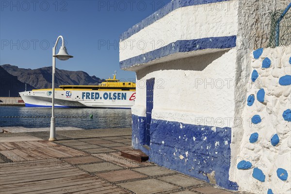 Ferry at the harbour of Puerto de las Nieves, Gran Canaria, Canary Islands, Spain, Puerto de las