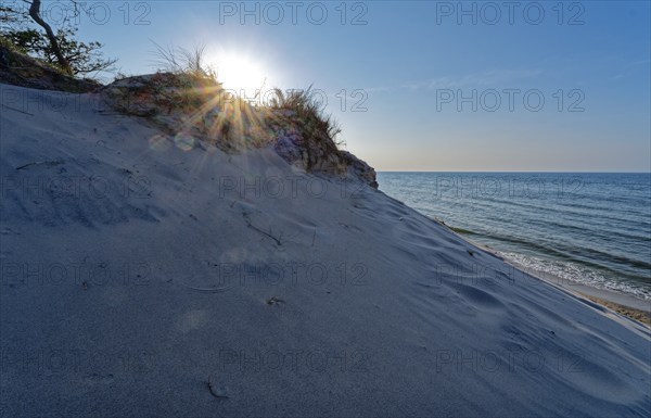 Sandy beach beach and dunes in the Slowinski National Park, Slowinski Park Narodowy, on the Baltic