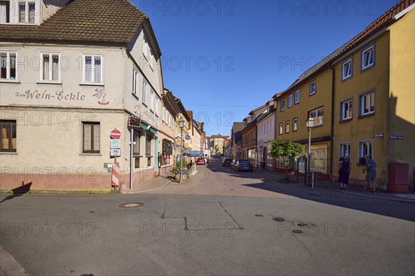 Crossroads Löhrstraße with Steinerne Gasse in Amorbach, Lower Franconia, Miltenberg district,