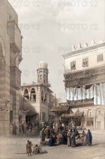 Coppersmiths' Bazaar, Cairo, Egypt, c. 1850, Historical, digitally restored reproduction from a