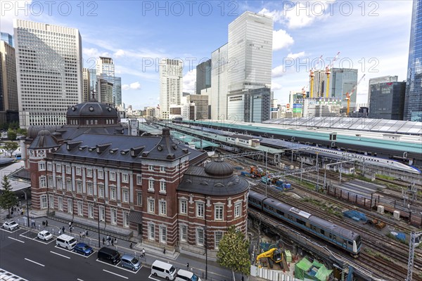 Tokyo Station with Shinkansen trains in Tokyo, Japan, Asia