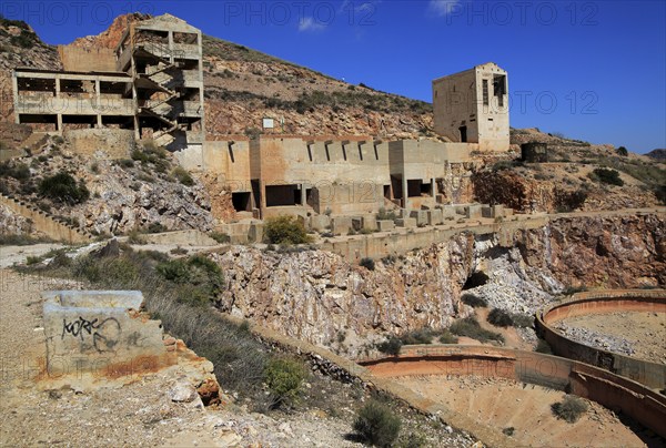 Old gold mine buildings, Rodalquilar, Cabo de Gata natural park, Almeria, Spain, Europe