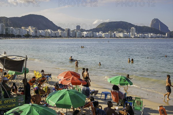 City view in Rio de Janeiro / Brazil and view of the Copacabana, 21.07.2024. Photographed on behalf