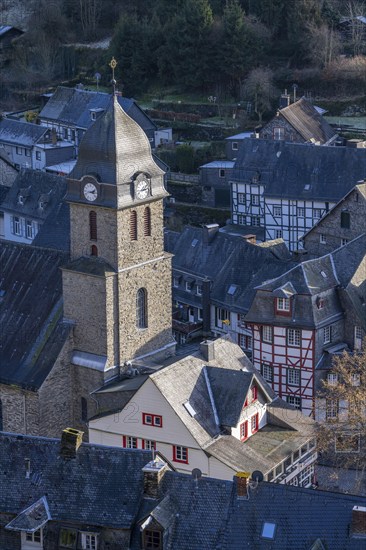 Monschau, Old Town, Eifel, North Rhine-Westphalia, Germany, Aukirche, Europe