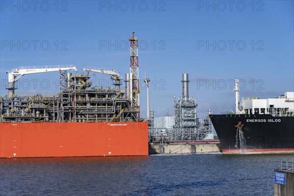 EemsEnergyTerminal, floating LNG terminal in the seaport of Eemshaven, tankers bring liquefied