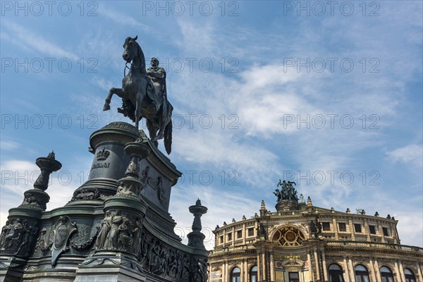 King John and Semper Opera House in the Old Town, architecture, attraction, famous, equestrian